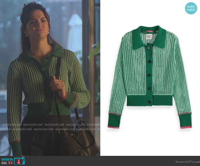 Scotch and Soda Collared Green Cardigan worn by Callie Foster (Maia Mitchell) on Good Trouble