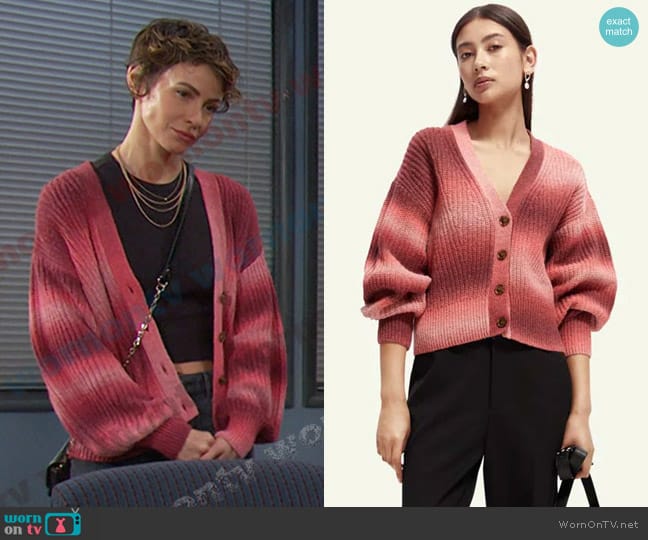 Scotch & Soda Knitted Puffy Sleeve Cardigan worn by Sarah Horton (Linsey Godfrey) on Days of our Lives