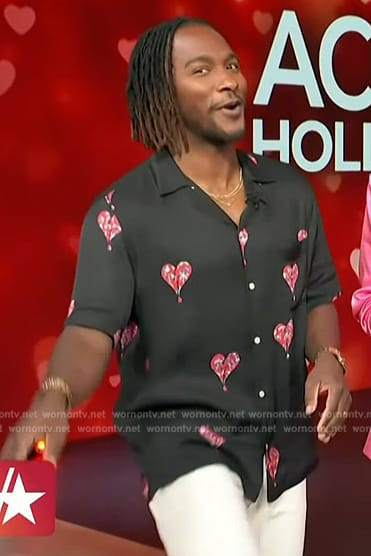 Scott’s black heart print shirt on Access Hollywood