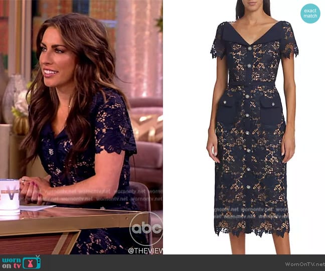 Self Portrait Short-Sleeve Lace Midi-Dress worn by Alyssa Farah Griffin on The View