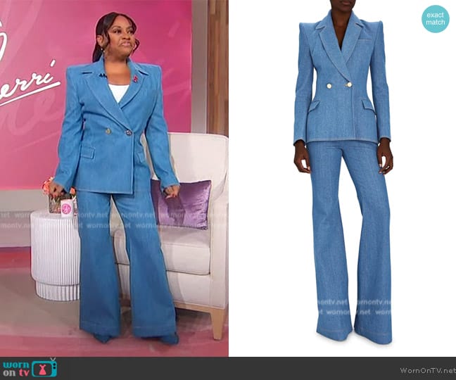 Sergio Hudson Double Breasted Denim Blazer worn by Sherri Shepherd on Sherri