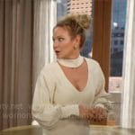 Sharon’s white cutout turtleneck sweater on The Young and the Restless