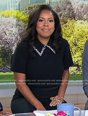 Sheinelle’s black embellished collar top on Today