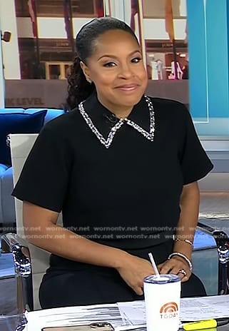 Sheinelle’s black embellished collar top on Today