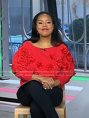 Sheinelle's red rosette sweatshirt on Today