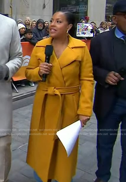 Sheinelle’s yellow belted trench coat on Today