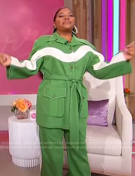Sherri's green and white jacket and pants on Sherri