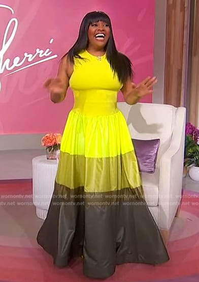 Sherri's yellow stripe dress on Sherri