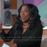 Sheryl’s black keyhole blouse on The Talk