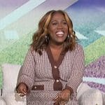 Sheryl’s brown houndstooth cardigan and skirt set on The Talk