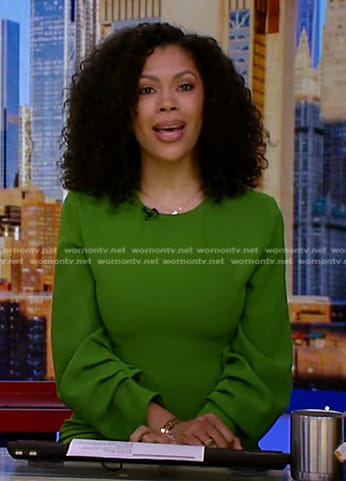 Shirleen's green ruched sleeve dress on Good Morning America