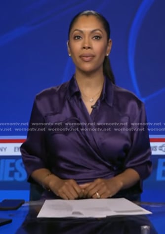 Shirleen's purple wrap top on Good Morning America