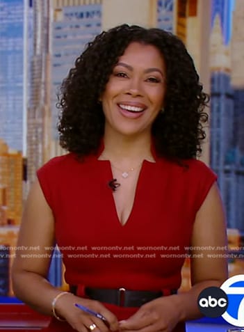 Shirleen's red belted v-neck dress on Good Morning America