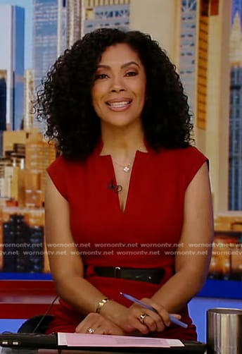 Shirleen’s red belted v-neck dress on Good Morning America