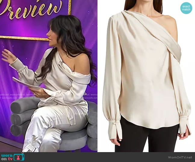 Simkhai Alice Satin One-Shoulder Top worn by Joelle Garguilo on Today