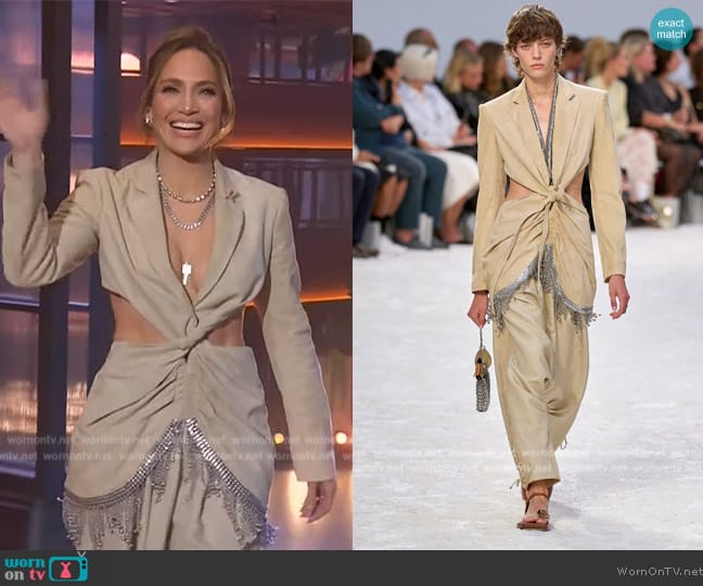 Rabanne Cutout Jacket worn by Jennifer Lopez on The Kelly Clarkson Show