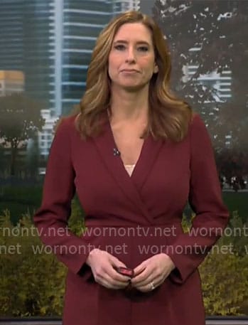 Stephanie Abrams’ red jumpsuit on CBS Mornings