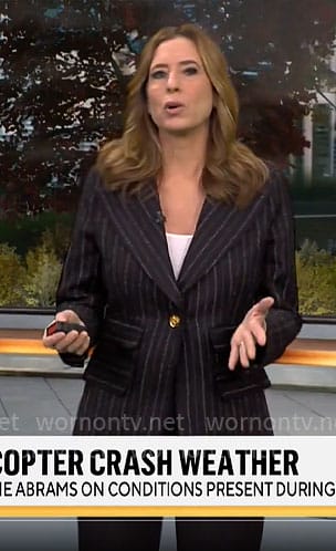 Stephanie Abram's black striped blazer on CBS Mornings