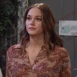 Stephanie’s beige animal print shirt on Days of our Lives