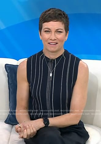 Stephanie's black striped sleeveless top on Today