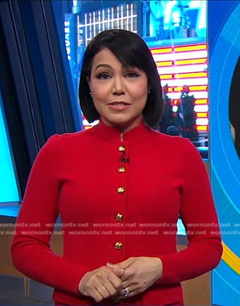 Stephanie’s red cardigan jacket on Good Morning America