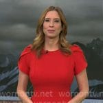 Stephanie Abrams’ red short sleeve dress on CBS Mornings