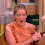 Sara’s orange satin drape dress on The View