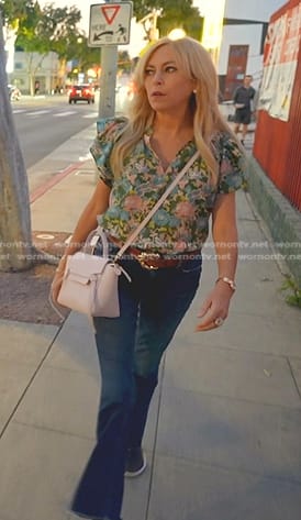 Sutton's floral ruffle blouse on The Real Housewives of Beverly Hills