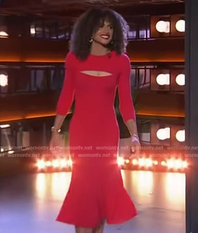 Sydney McLaughlin-Levrone's red ribbed cutout dress on The Kelly Clarkson Show