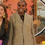 Tabitha Brown’s printed blazer and pants on The Drew Barrymore Show