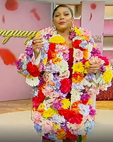 Tamron's floral bouquet jacket on Tamron Hall Show