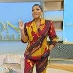 Tamron’s swirl print blazer and pants on Tamron Hall Show