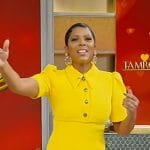 Tamron’s yellow tweed mini dress on Tamron Hall Show