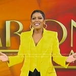 Tamron’s yellow jacquard vest and blazer on Tamron Hall Show