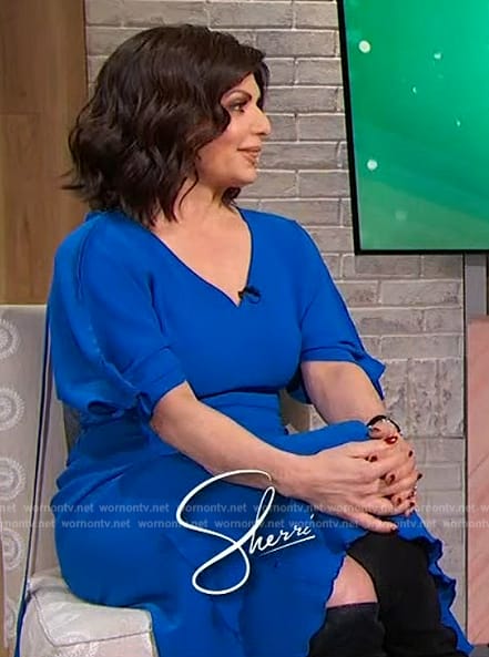 Tamsen Fadal’s blue midi dress on Sherri