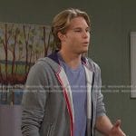 Tate’s grey striped trim zip hoodie on Days of our Lives