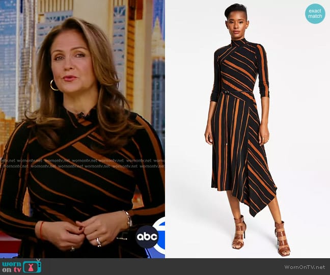 Taylor Asymmetrical Striped Dress worn by Michelle Charlesworth on Good Morning America