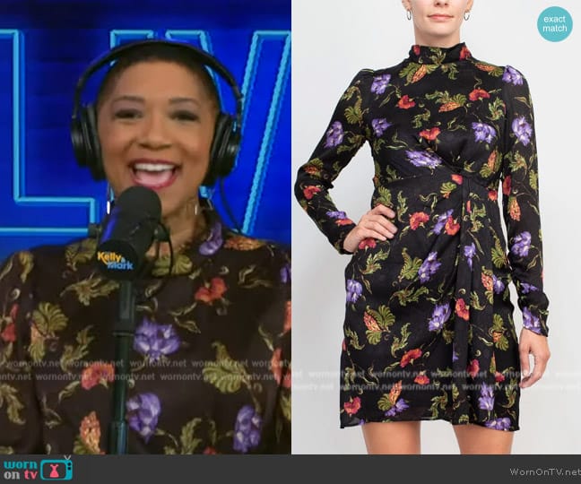 Taylor High Neck Pleated Side Floral Print Dress worn by Deja Vu on Live with Kelly and Mark