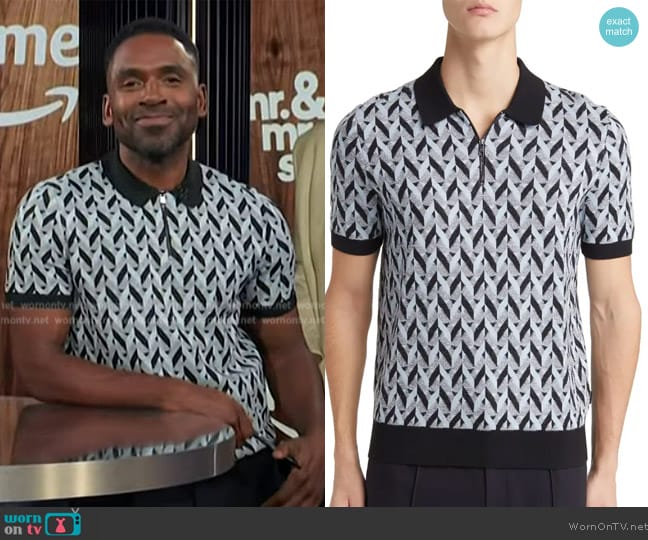 Ted Baker Mitford Jacquard Quarter Zip Polo worn by Justin Sylvester on E! News