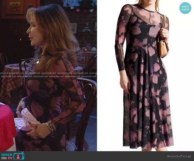 Ted Baker Samiyah Floral Mesh Midi Dress worn by Kate Roberts (Lauren Koslow) on Days of our Lives