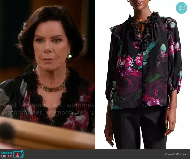 Ted Baker Faiziaa Long Sleeve Corsage Tie Top worn by Margaret Wright (Marcia Gay Harden) on So Help Me Todd