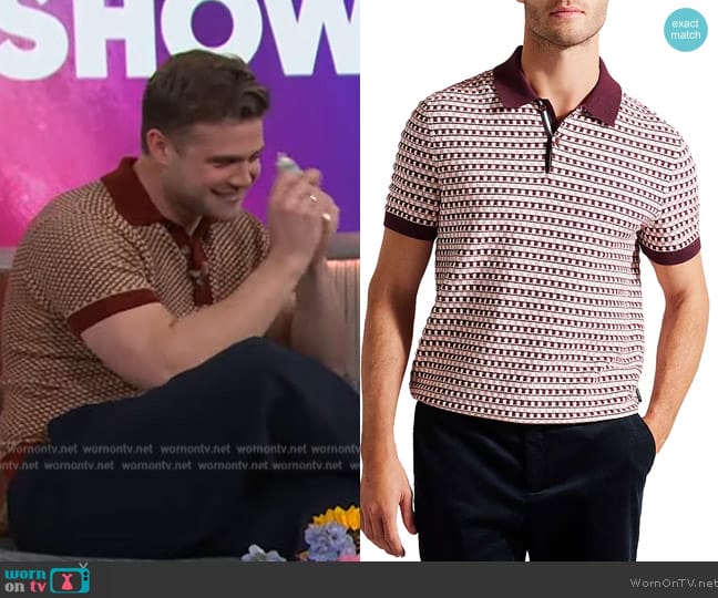 Tom’s red polo shirt on The Kelly Clarkson Show