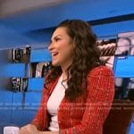 Stephanie Mansour’s red cardigan on NBC News Daily