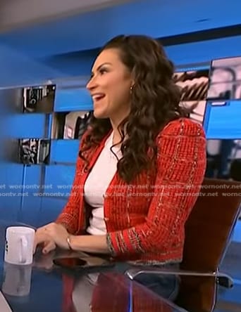 Stephanie Mansour's red cardigan on NBC News Daily