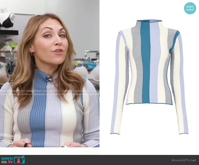 by Love, Whit by Whitney Port Stripe Sweater in Blue worn by Lori Bergamotto on Good Morning America