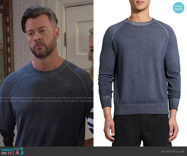 Theory Jaipur Cotton Blend Solid Crewneck Sweater worn by EJ DiMera (Dan Feuerriegel) on Days of our Lives