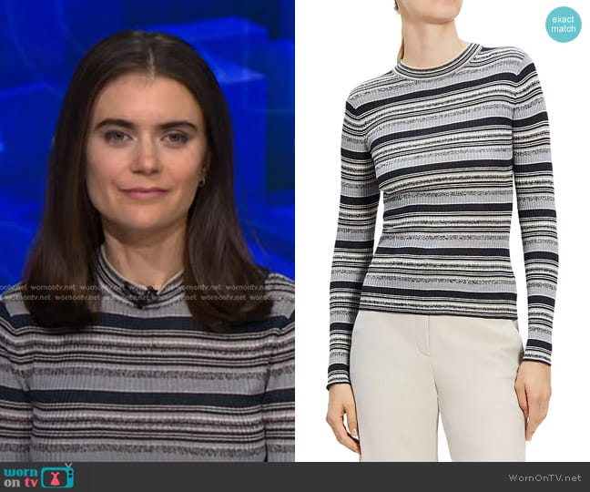 Theory Silk Striped Top worn by Pippa Stevens on NBC News Daily