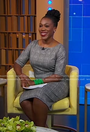 Tiffany Aliche’s grey plaid dress on Good Morning America