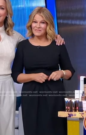 Tory's black elbow sleeve dress on Good Morning America