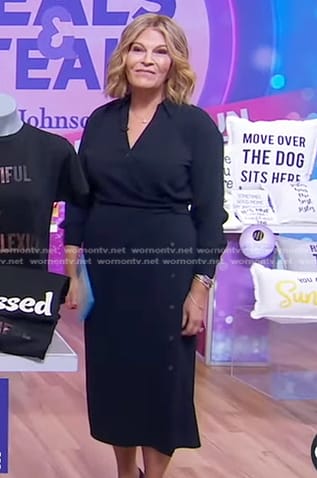 Tory's navy button down wrap dress on Good Morning America